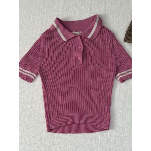 Brandy Melville John Galt Brown Full Tilt Pink Crewneck Sweater Crop Small OS - Picture 8 of 8